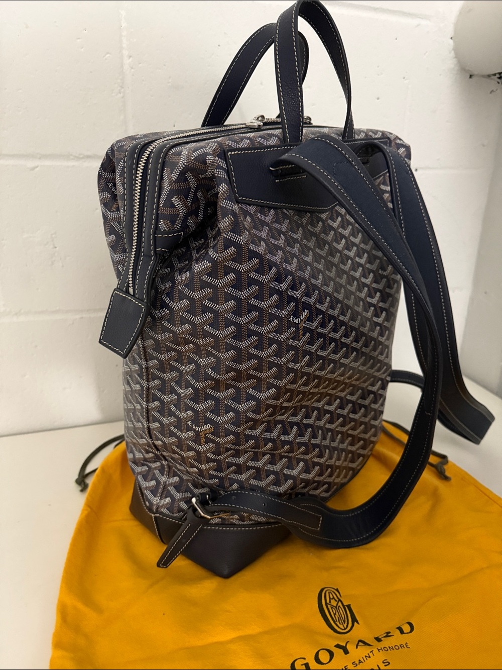 Goyard Cisalpin Backpack Goyardine Blue & Brown - Picture 2 of 8